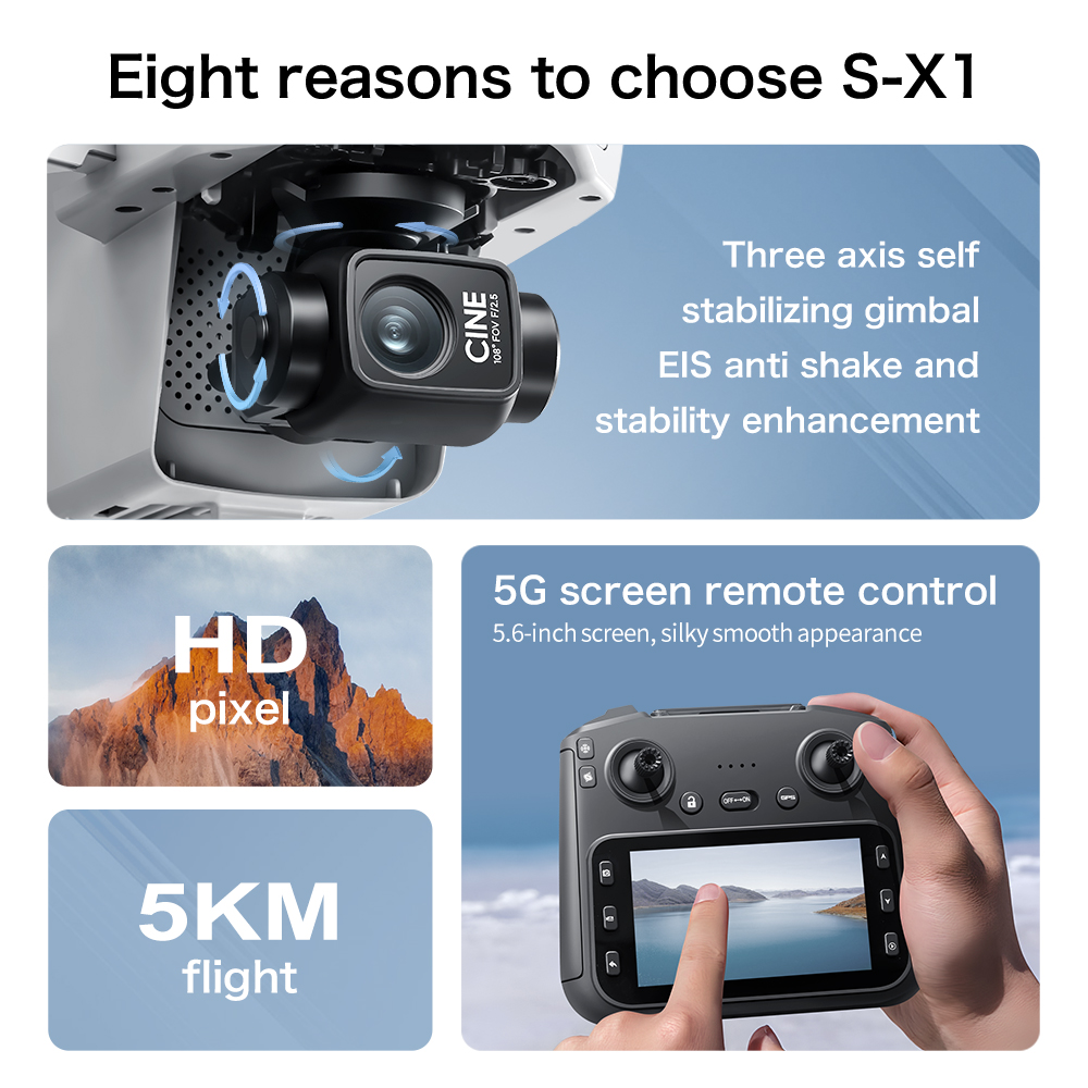 S-X1 MAX GPS 드론 3축 짐벌 8K/4K HD - Drone Gps Mount 리뷰 및 가격