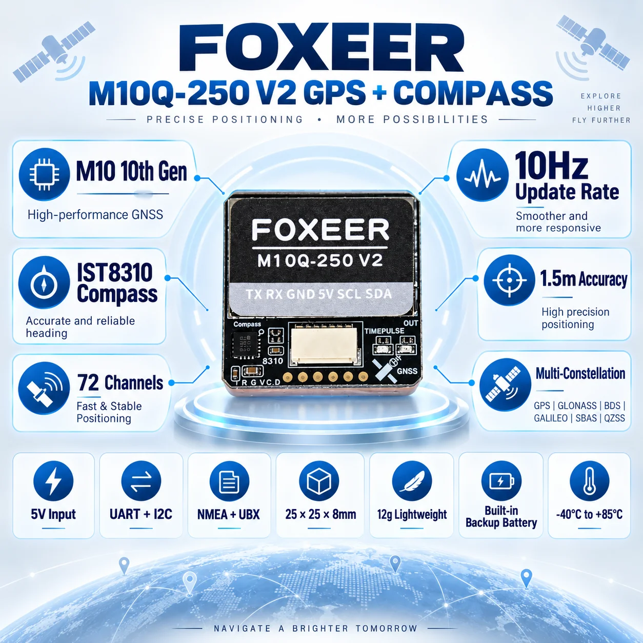 FOXEER M10Q-250 V2 GPS 모듈, IST - Drone Compass 리뷰 및 가격